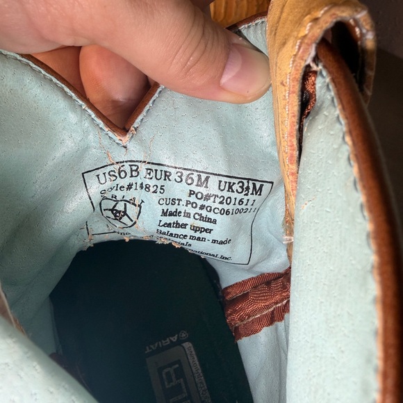 Ariat Fatbaby Heritage 14825 Snakeskin Aqua Leather Western Boots Womens Sz 6 B - Picture 8 of 9